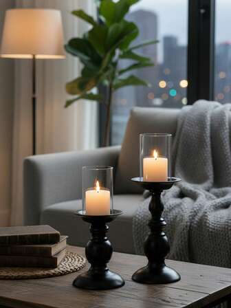 1Pc/1Set Black Metal Roman Pillar Candle Holder, Vintage Style Candle Holder, For Outdoor Patio Decoration, Office Desk Decoration, Scented Candle Cups, Candlelight Dinner, Room Ambience, Suitable For Wedding, Family Gathering, Party, Confession & Table Decoration