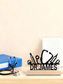 Fashion Customized Doctor Metal Art, Custom Stethoscope, Rehabilitation Therapy Metal Ornaments With Wooden Base, Perfect Gift For Doctor, Nurse's, Hospital Workers, Rehabilitation Therapist, Special Family Decoration, Office Decor, Room Decor, Home Decor, Holiday Decor, Festivals Decor