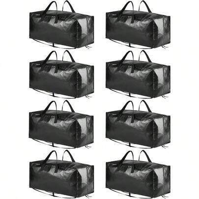 SpaceAid Heavy Duty Moving Bags Extra Large Storage Totes With Backpack Straps Strong Handles And Zippers Alternative To Boxes Packing Supplies Black 8 Pack