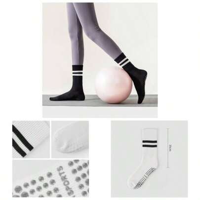 Calcetines de Yoga, Set de 5 Pares Calcetines Antideslizantes Acolchados Algodn Suave y Transpirable, Calcetines Yoga de Mujer para Pilates, Danza