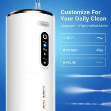 Irrigador bucal ShunChengFa para el cuidado de dientes y aparatos de ortodoncia, portátil, recargable, resistente al agua IPX7, 3 modos para uso en viajes/hogar (blanco perla) - Blanco - Ver 5