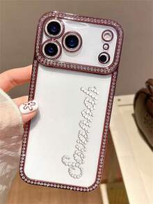 [Custom] Personalized Luxury Shiny Transparent Crystal Rhinestone Letter Name Design Phone Case, Suitable For IPhone 17/16/15/14/13/12 Pro Max/14/15/16 Plus, Shock-Proof Protective Cover - Red - View 21