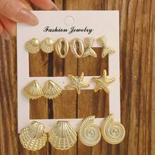 1 Set Fashion Starfish, Shell, Fish Tail Shaped Marine Life Pattern Earrings Set, Suitable For Women's Daily Wear, Party, Gift For Friends, Holidays, Birthdays
