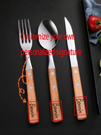 1 pieza Juego de cubiertos personalizable - Cuchillo, Tenedor, Cuchara, Cuchara de sopa, Cuchillo de filete, Nombre/Patrón personalizado, Regalo para ocasiones especiales