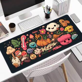 Cartoon Vegetable Extra Large Mouse Pad, Gaming Desk Mat, Big Keyboard Pad, Washable, Rubber Non-Slip Bottom, Stitched Edge, Gift Mouse Pad, Desk Protector, Study Desk Mat, Multiple Sizes Available, Computer Keyboard Pad, Laptop Pad