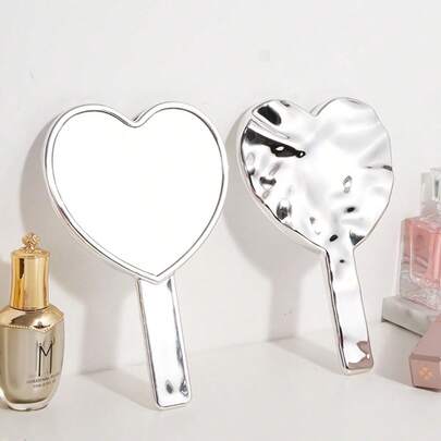 مرآة يدوية محمولة بتصميم موجات المياه، أنيقة وجميلة لمكياج السفر، مزودة بمقبض، سهلة الحمل، مصممة خصيصًا للنساء، هدية للأصدقاء والأقارب في المناسبات والأعياد