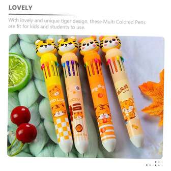 2pcs 10-Color Retractable Ballpoint Pens, Comfortable Writing Ballpoint Pens, Multicolor Cartoon Ballpoint Pens, Multifunctional Plastic Ink Pens