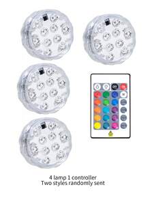 1/2/4/6/8/10 件防水 LED 灯，16 种颜色变色水下灯带遥控器，适用于游泳池、水族馆、花瓶、浴缸、热水浴缸和派对装饰 - 白色 - 查看 15