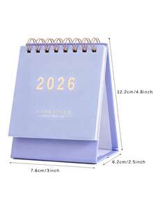 1 Pc Mini Desk Calendar 2026-2027 - Flip Design 18-Month Calendar (Jul 2026 - Dec 2027), Thick Paper & Twin-Wire Binding, Perfect For Home & Office (Random Color) - Multicolor - View 9