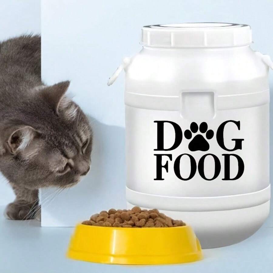 1pc Pet Food Sticker, Removable Vinyl Art Decal For Pet Food Storage Box, Car, RV, Outdoor Use - Black - View 1