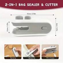 1 Piece Magnetic Food Bag Sealer - USB Rechargeable Portable Sealer, Suitable For Chips, Cookies, Lunch Boxes, Travel, Home And Office Use - Includes Charging Cable, White & Blue Color, Food Storage Sealing Tool, Modern Kitchen Companion, Durable - Multicolor - View 12