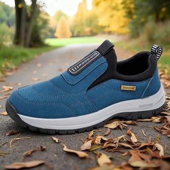 Plus Size Men's Outdoor Grip Soft Bottom Casual Sports Shoes, Slip-On Non-Fatiguing Chunky Sneakers, Lightweight Shock-Absorbing PVC Sole, Suitable For All Seasons/Travel/Hiking/Daily Wear, Thick Sole Wear-Resistant Structure, Breathable Walking Shoes