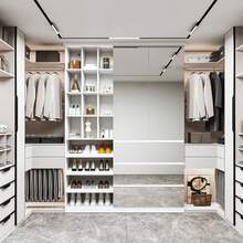 Bvldfamly Wardrobe Closet With All Mirror Doors & Drawers, Modern Wooden Bedroom Armoires With Hanging Rod & Open Shelves, Clothes Storage Cabinet For Bedroom, White - 白色 - 查看 9