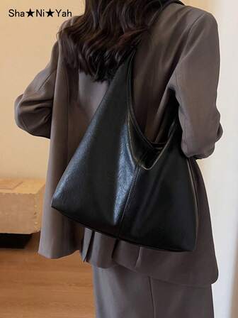 Vintage Commuter Large Capacity Handbag, Women's Fashion High-Quality Soft Leather Shoulder Bag, Minimalist Versatile Commuter, School, Shopping Tote Bag