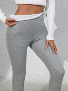 Women'S Warm Plush-Lined High Waist Leggings - Thermal Insulated Winter Pants With Elastic Waistband, Soft Plush & Smooth Outer Fabric, Casual & Casual Attire - Cozy Cold Weather Leggings Women's High-Waist Fleece-Lined Leggings - Warm Elastic Tights For Autumn And Winter, Women's Thickened Casual Sports Pants, Solid Color Non-See-Through Fabric, Shaping Legs, Thick And Warm, Suitable For Outdoor Activities, Running, Fitness, Yoga, Women's Fleece-Lined Leggings For Outer Wear, Winter Fleece-Thickened Plush Pants, Warm Home Pants, Washable, Suitable For Cold Weather, Soft Lining, Elastic Fabric - 灰色 - 查看 10