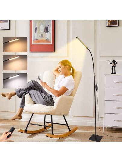 Yogle Flexible 1.4 Meter LED Vloer Lamp Dual Setting Eye Friendly Reading Lamp, Powered By USB, Adjustable Brightness, Living Room Bedroom, Stylish Zwart Bedroom