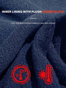 1 件加厚保暖内衬紧身裤，带侧袋，海军蓝，适合秋冬季瑜伽和休闲穿着 - 藏蓝色 - 查看 3