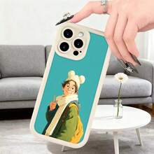 Cubierta de teléfono con diseño de dibujos animados para iPhone color turquesa con estampado de joven con gorro de oso y mochila estilo anime para uso diario en biblioteca o estudio Aplicable a teléfonos Apple y Galaxy. - Burdeos - Ver 6