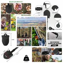 Iunio Camping Shovel,Shovel Folding, Portable, Multitool, Foldable Entrenching Tool, Collapsible Spade, For Backpacking, Trenching, Hiking, Survival, Car Emergency - 18.3in Basic E-tool - View 1
