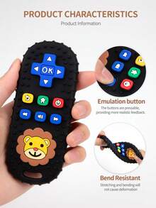 2 piezas Juguete de dentición de controlador de juego de silicona con diseño de oso de dibujos animados, chupete de dentición de silicona, juguete de dentición con diseño de control remoto de TV de león, juguete de dentición de controlador de juego entretenido, juguete perfecto de masticación sensorial para bebés de 0-3-6-12 meses - Multicolor - Ver 3
