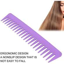 Peine de Dientes Anchos, Cabello Grande Redondeado, Peine Desenredante sin Mango para Cabello Rizado, Cabello Húmedo y Seco ()(Púrpura) - Multicolor - Ver 3