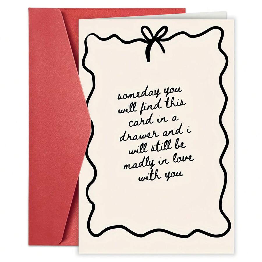 1张“我爱你”卡片，创意卡通图案，周年纪念/婚礼/情人节贺卡，浪漫祝福语，送给丈夫、妻子、男友、女友的完美礼物，浪漫情人节卡片 - 彩色 - 查看 1