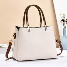 Women's New Fashion Elegant Tote Bag For Work, Commute, Gift For Mom, Casual Solid Color Large Capacity Shoulder Handbag, Suitable For Dating, Holiday Gift - White - View 4