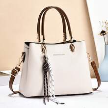 Women's New Fashion Elegant Tote Bag For Work, Commute, Gift For Mom, Casual Solid Color Large Capacity Shoulder Handbag, Suitable For Dating, Holiday Gift - White - View 9