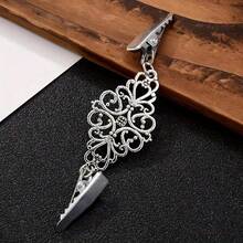 1Pc/2/4/6Pcs Fashion Sweater Clip Geometric Hollow Cardigan Clip Fashion Clothing Decoration Brooch Vintage Alloy Sweater Clip Silk Scarf Cardigan Button Shirt Collar Pin Anti-Slip Buckle Pin Keep Your Cardigan Collar With Fashion Accessories - Multicolor - View 5