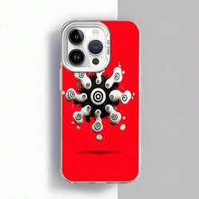 Cubierta de telefono con diseño de espiral en rojo y blanco para uso diario en casa y viajes Aplicable a teléfonos Apple y Galaxy - Blanco - Ver 2
