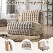 Bean Bag Chair,Withe Oversized Bean Bag Chair For Adults,Memory Foam Plush Faux Fur Lazy Floor Beanbag Chairs,No Assembly Required,Comfy Reading Nook Chairs For Bedroom Living Room Office - Màu be - Xem 9