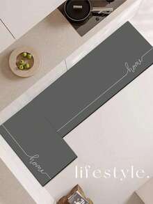 1 pezzo Tappetino da cucina a griglia scuro e semplice con lettera , cuscino antifatica - Tappeto da cucina assorbente e ad asciugatura rapida con effetto antiscivolo e in silicone, morbido tappetino di gomma adatto per cucina, bagno, ingresso, lavanderia e altri luoghi di decorazione della casa