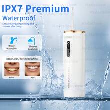 Enjuague oral profesional - enjuague de agua, con 5 boquillas, 3 modos, 280ml ipx7, impermeable y recargable. Cuidado oral portátil, hilo dental y limpiadores de lengua | para viajes y hogare - Blanco - Ver 6