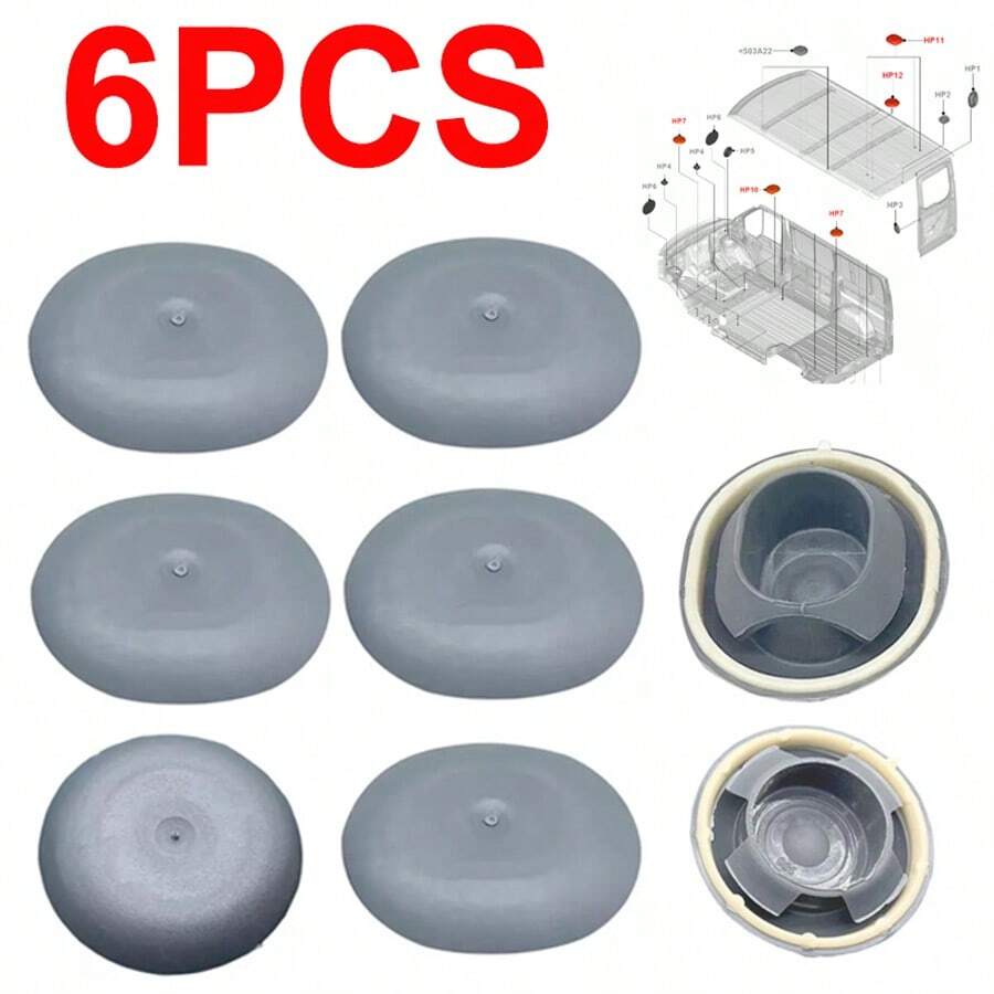 FITS TRANSIT CUSTOM - ROOF HOLE RUBBER GROMMET PLUG - CENTRE OF ROOF - X 6 - Grey - View 1
