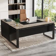 Tribesigns Reversible L-Shaped Executive Desk With File Cabinet, 63" Large Office Desk With Storage Drawers, Computer Desk Set (Grey & Black) - Grey & Black - View 9