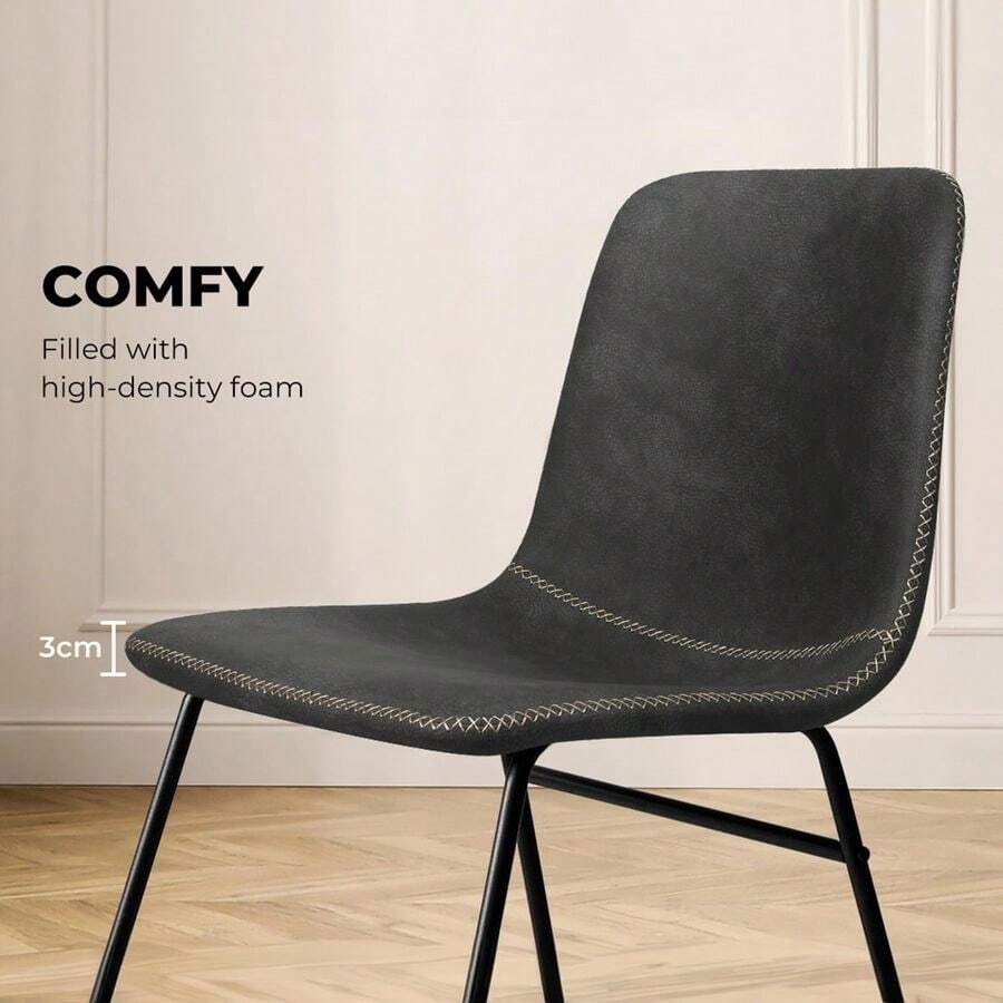 Dining Chairs, Set Of 2 Reading Seating, Retro Kitchen Chairs, PU Leather Home Office Furniture For Dining Room, Li...