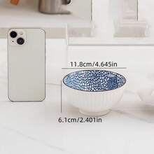 1pc Ceramic Simple Blue Japanese Style Bowl, 4.5", 6", Or 8" Size, Japanese, Nordic, Bohemian Style Simple High-End Blue/Light Colored Tableware Bowl Set, Multiple Sizes And Patterns Available