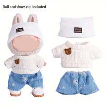 Ropa de muñeca de 17 cm, compatible con Labubu, incluye 3 conjuntos - Sombrero de cubo de moda, suéter y pantalones o conjunto de falda, adecuado para muñeca de 17 cm, accesorios de figura de muñeca lindos para jugar y exhibir (zapatos y muñeca no incluidos) - Multicolor - Ver 1
