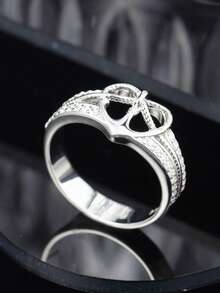 1枚S925纯银心形戒指，时尚嘻哈风，珠宝礼品，适合送礼和日常佩戴 - 銀色 - 查看 10