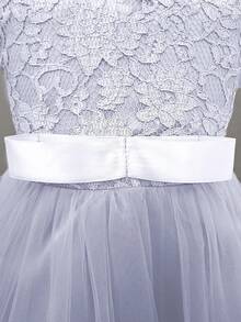 Long Tulle Princess Dress, Girls Formal Gown For Wedding, Birthday Party, Recital, Flower Girl Dress - Grey - View 5