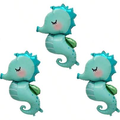 3Pcs Sea Horses Party Balloons Under Sea Animals Ocean Mylar Balloon Birthday Decorations Summer Party Suppliers