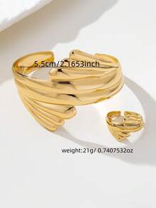 1 Set Exaggerated Geometric Open Vintage High-End Women Bracelet Set - Yellow Gold - View 5