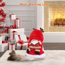 Pet Christmas Clothes Santa Claus Reindeer Antlers Costume Winter Outfit New Year Coat For Small Medium Dogs Cats - XL - 查看 6