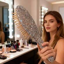 LaoJieYuan 2026新款成品镶钻发梳便携旅行水晶镶嵌梳子顺发梳女孩美发造型美容工具DIY工艺品 - 已經貼好鑽的成品 - 查看 12