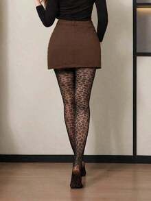 1 Pairs Women's 0D Ultra-Thin Tight Fashionable Sexy Leopard Print Stockings, Suitable For Daily Wear - tất in họa tiết da báo - Xem 4