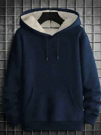 Men's Casual Thermal Lined Hooded Sweatshirt, Long Sleeve Top