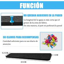 8 PCS Tablero De Pines De Fieltro, Tira de Barra de Anuncios, Tablero de Fieltro para Tablón de Anuncios con 30 Pines, para Oficina, Hogar, Aula, Decoración de Pared, Notas, Fotos - 1 - Ver 2