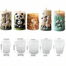 1pc Alpaca, Panda, Hedgehog, Sheep Pattern Cylindrical Craft Candle Making Silicone Mold - White - View 10