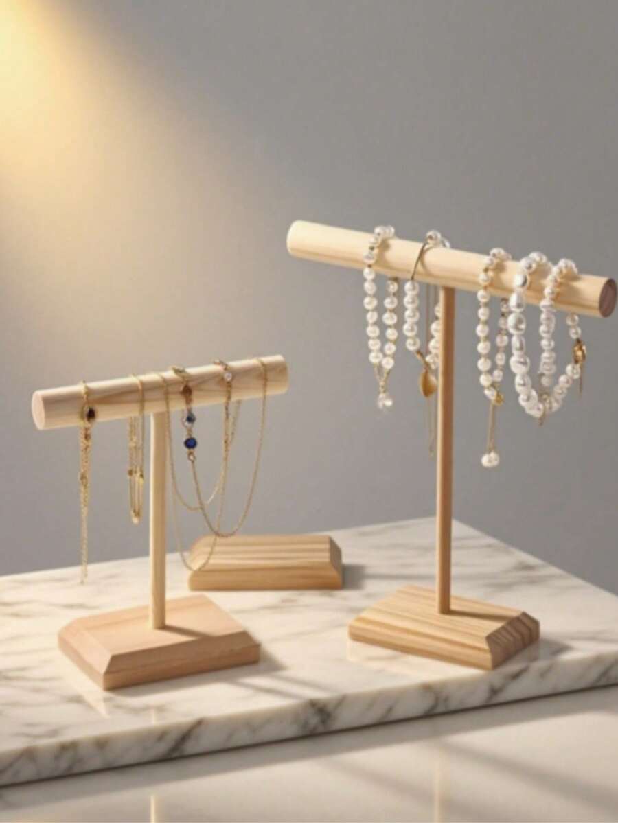 1pc Multi-Functional Wooden Display Stand, Suitable For Jewelry And Accessories, Men/Women Watch Holder, Organizer For Scrunchies, Headbands, And Keychains, Jewelry Rack For Earrings, Scrunchies, Accessories - 彩色 - 查看 1