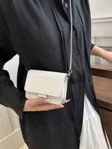 Textured Mini Bag, 2025 Summer Fashion Versatile Chain Strap Crossbody Bag, Stylish Mini Square Bag - White - View 6
